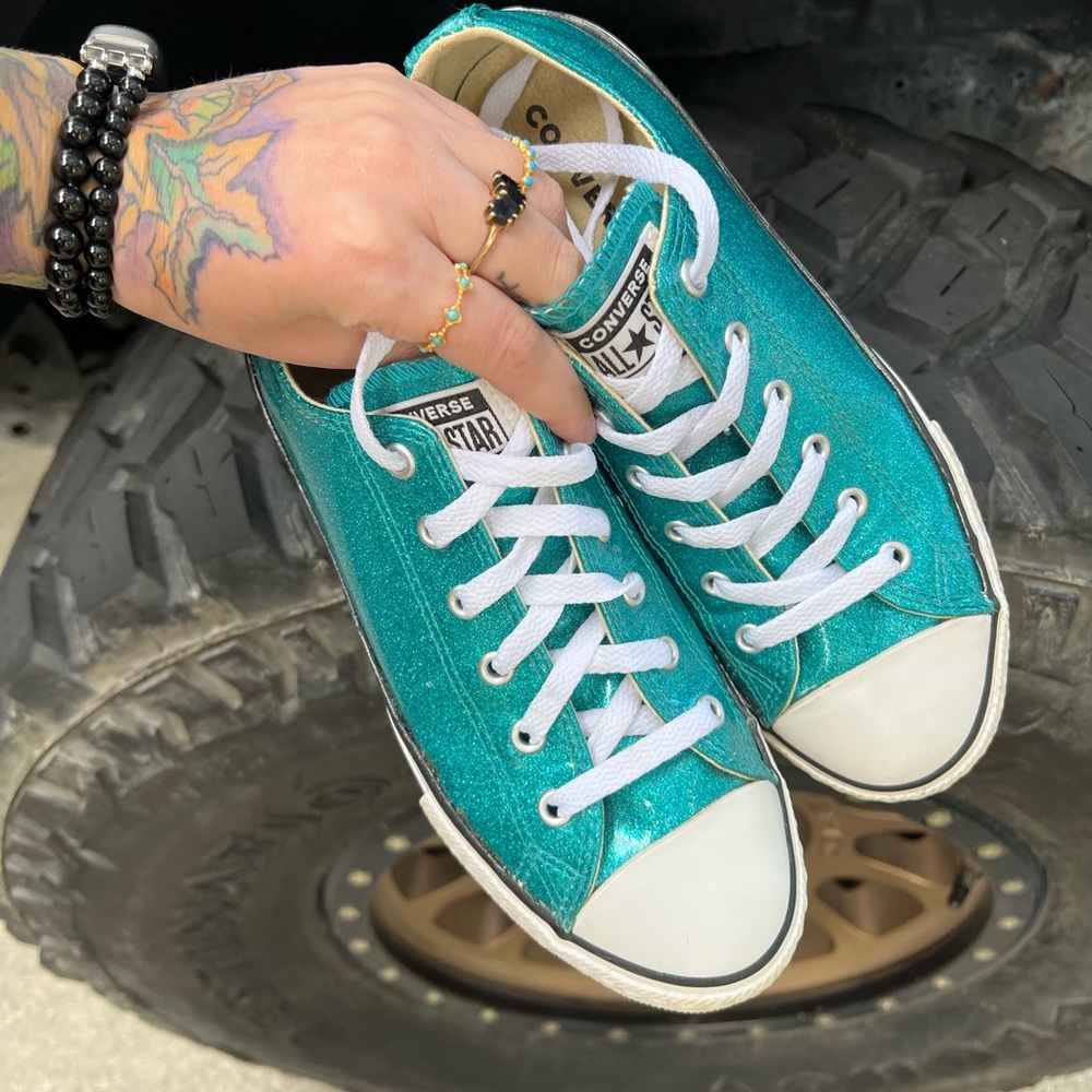 Converse Turquoise Glitter Low-Tops